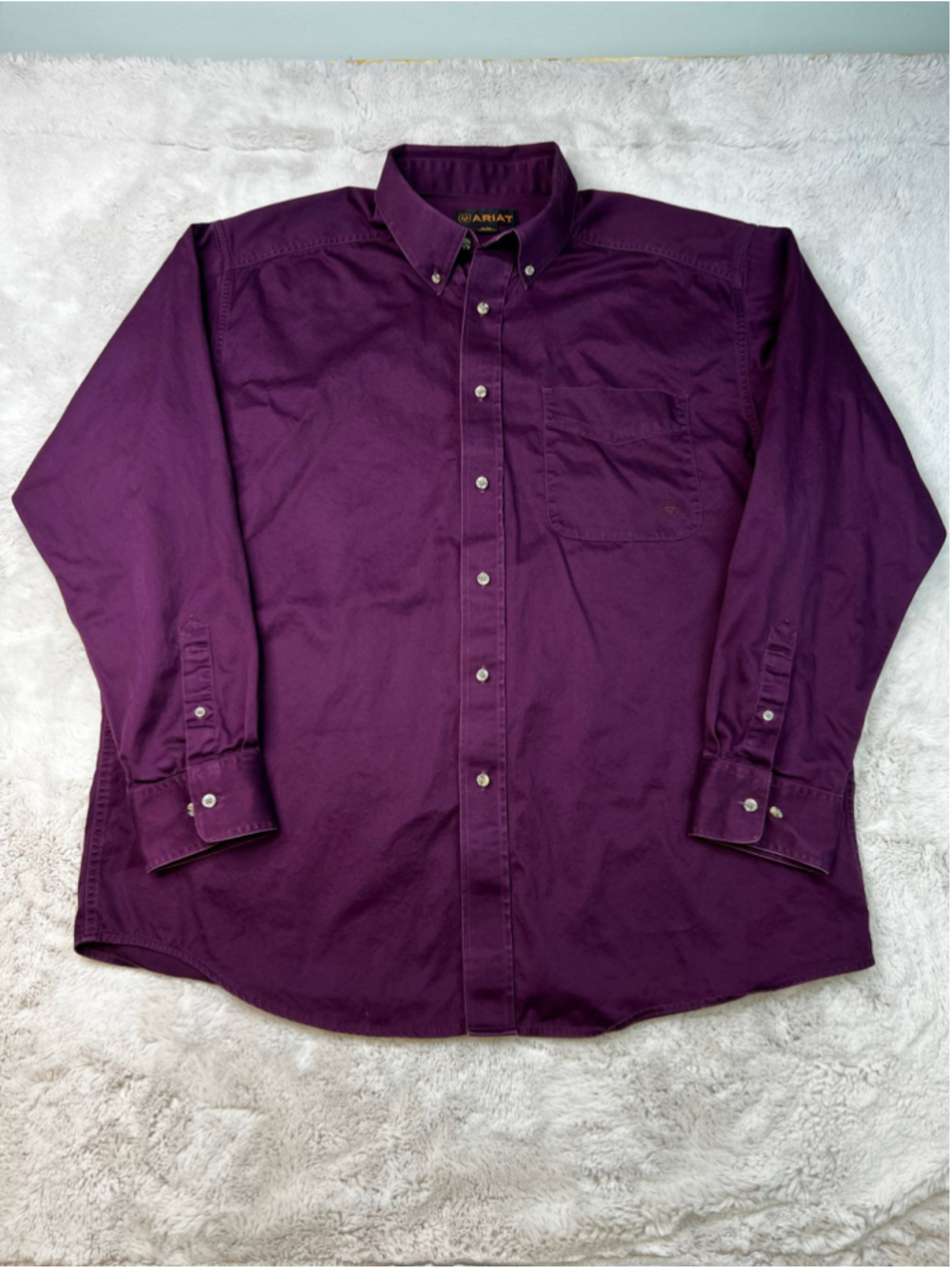 Ariat Casual Button Down Shirt Mens Size XL Purple Burgundy Cotton